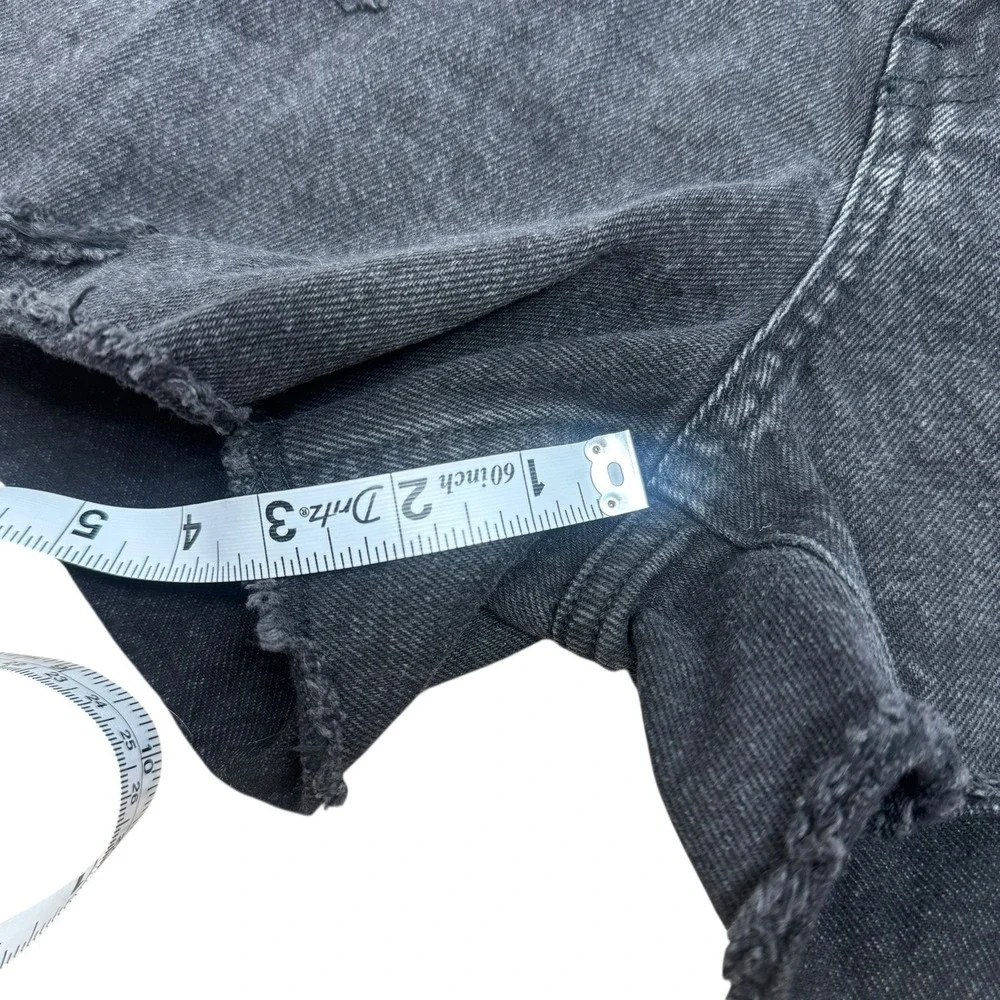 Old Navy Shorts Girls 14‎ Adjust Black Denim High Rise Slouchy Straight Raw Hem